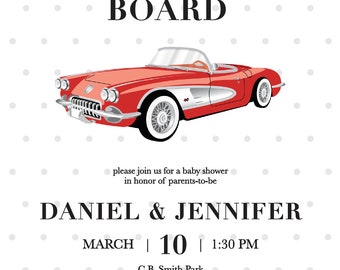 Vintage Car Baby Shower Invitation- DIGITAL FILE ONLY