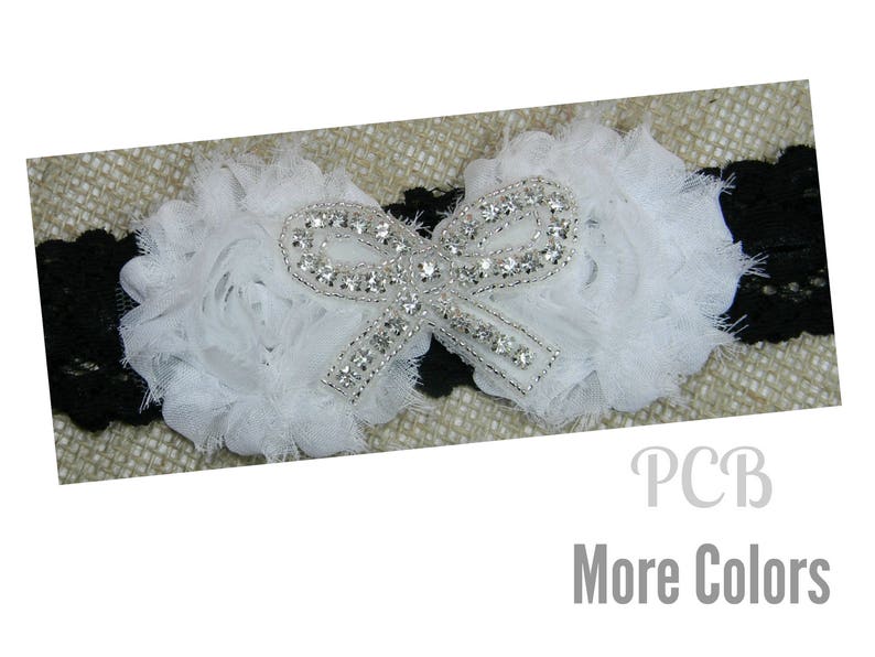 Lace Garter Set Rhinestone Bow Garter and Toss Garter Set Black and White Wedding Garter Set Wedding Garter Shabby Flower Bridal Garters