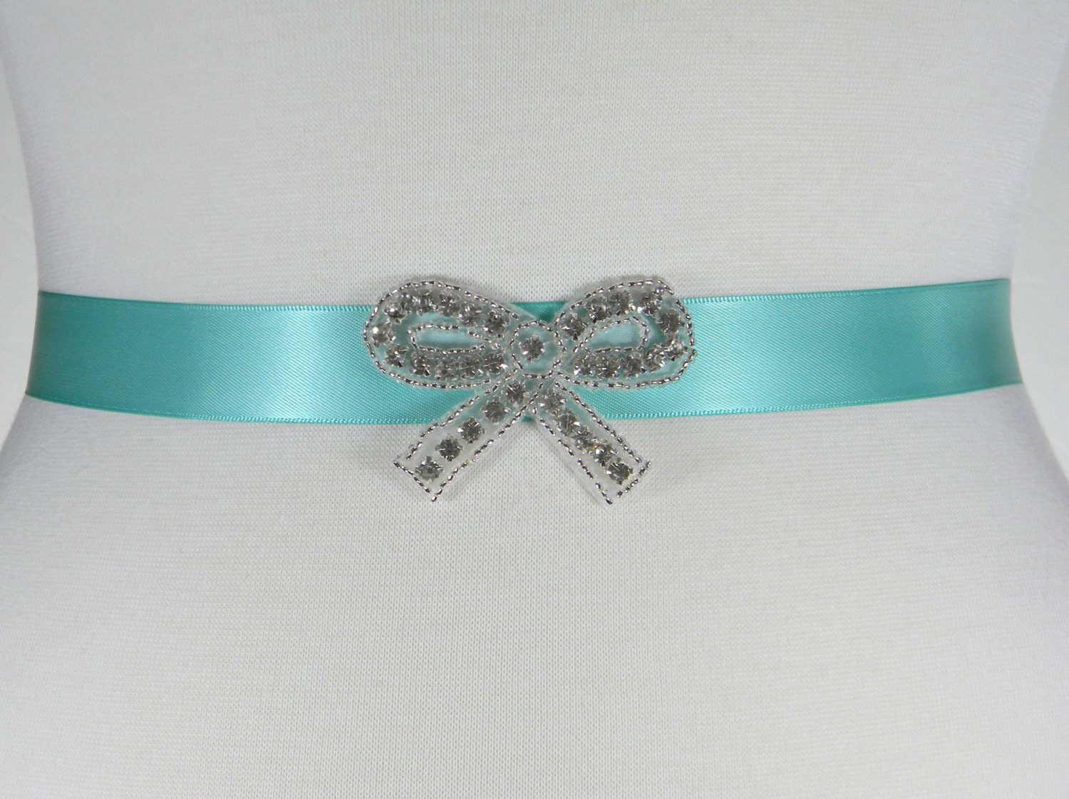 Aqua Satin Ribbon Wedding Belt Elegant Bridal Sash Simple | Etsy