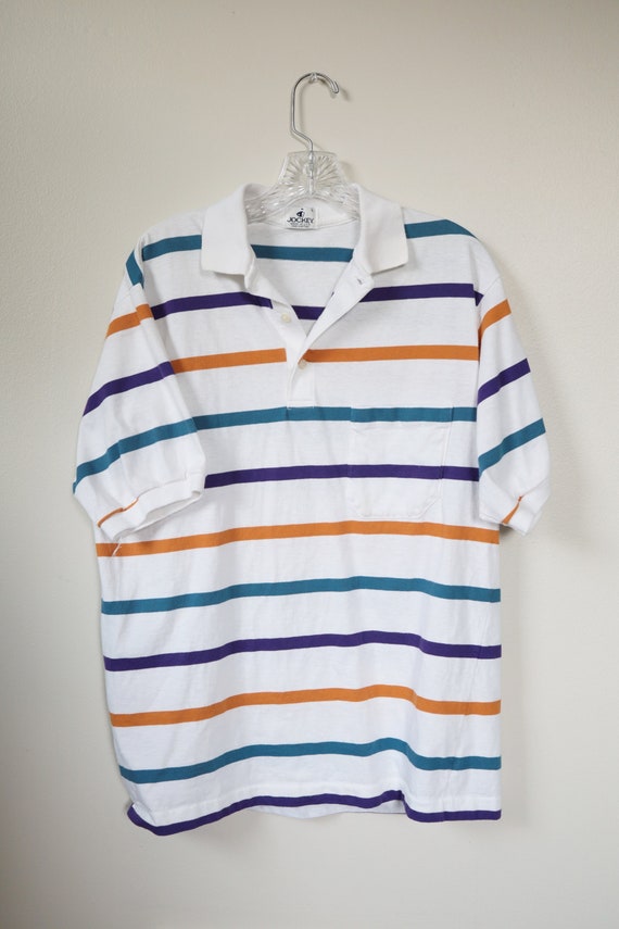 90s Striped Polo - Men's LARGE L - Tailored Fit 44