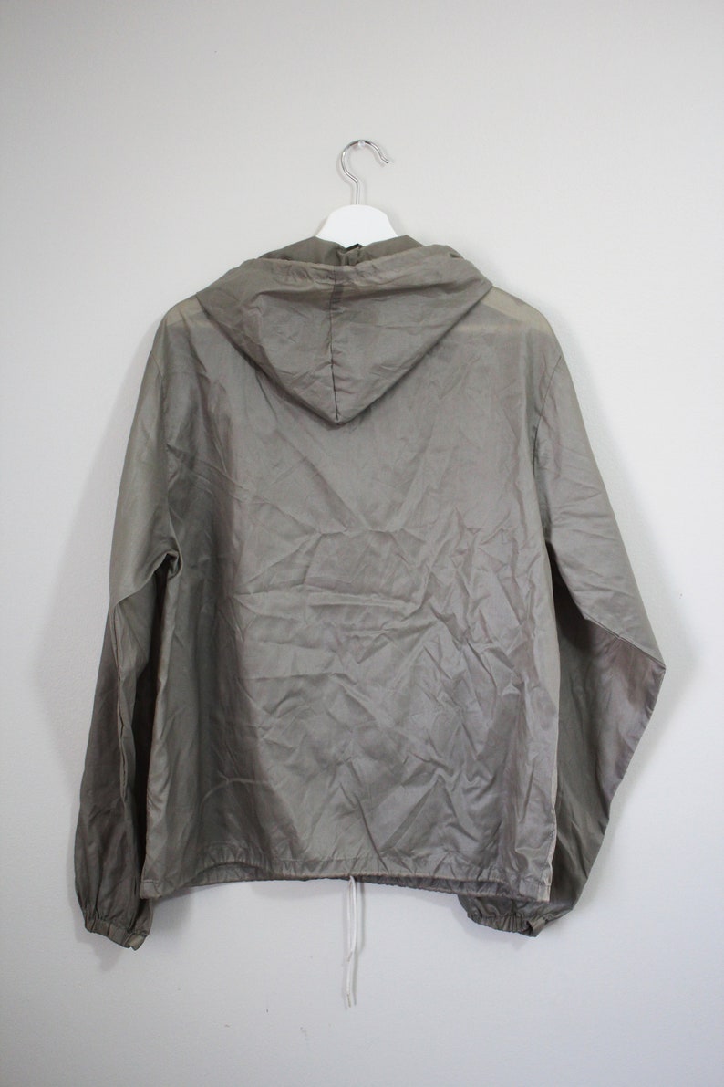 Platinum Deep Silver With hood hooded Vintage Lacoste Pullover Windbreaker RARE COLOR MEDIUM M Preppy 80s Jackets
