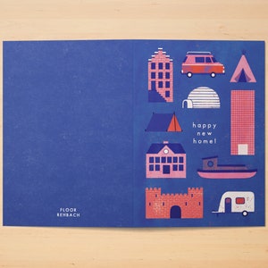 Happy New Home Folded Greeting Card Postcard with Kraft Envelope image 4