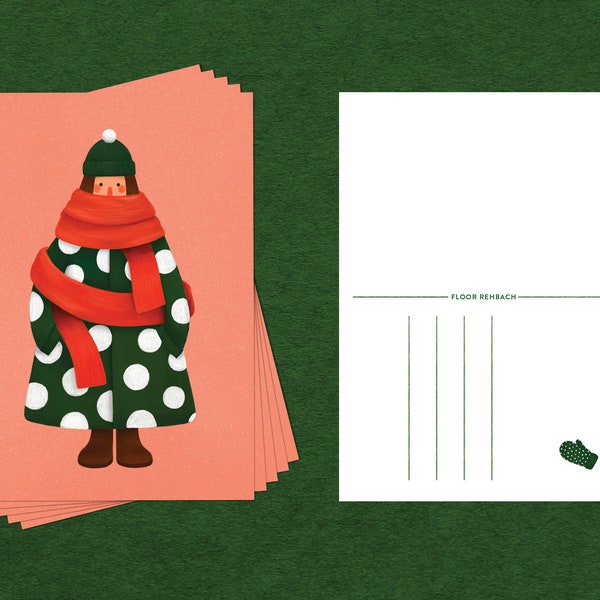 A6 Christmas Girl Postcard / Postcard Set