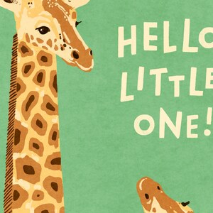 Hello Little One Baby Giraffe Illustration Folded Greeting Card Postcard with Kraft Envelope image 3