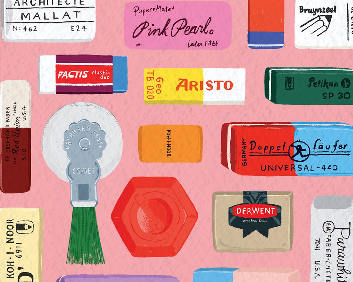 Poster Erasers 21x30 Collection Of Illustrated Colourful Etsy