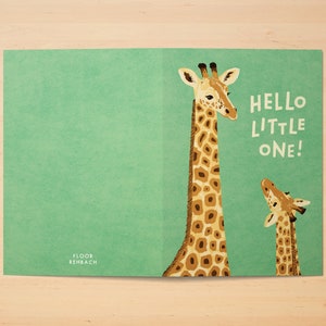 Hello Little One Baby Giraffe Illustration Folded Greeting Card Postcard with Kraft Envelope image 4