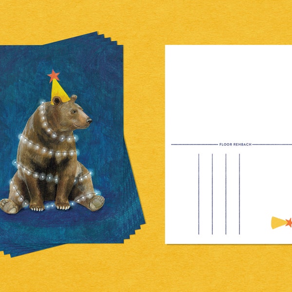 A6 Christmas Bear Postcard / Postcard Set