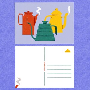 Happy Postcards Mix and match A6 Illustrated Cards Funny, Colorful Card Coffee Pots