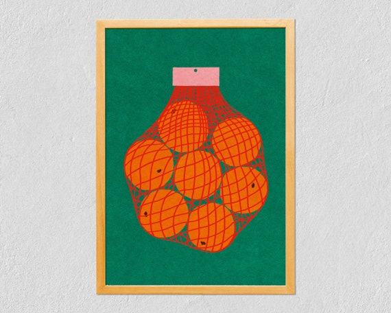 ulykke lommelygter variabel Art Print Oranges 21x30 Colorful Orange Net Illustrated - Etsy