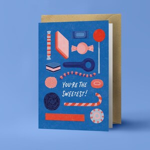 ¡Eres el más dulce! - Candy Collection - Tarjeta de felicitación doblada - Postal con sobre Kraft