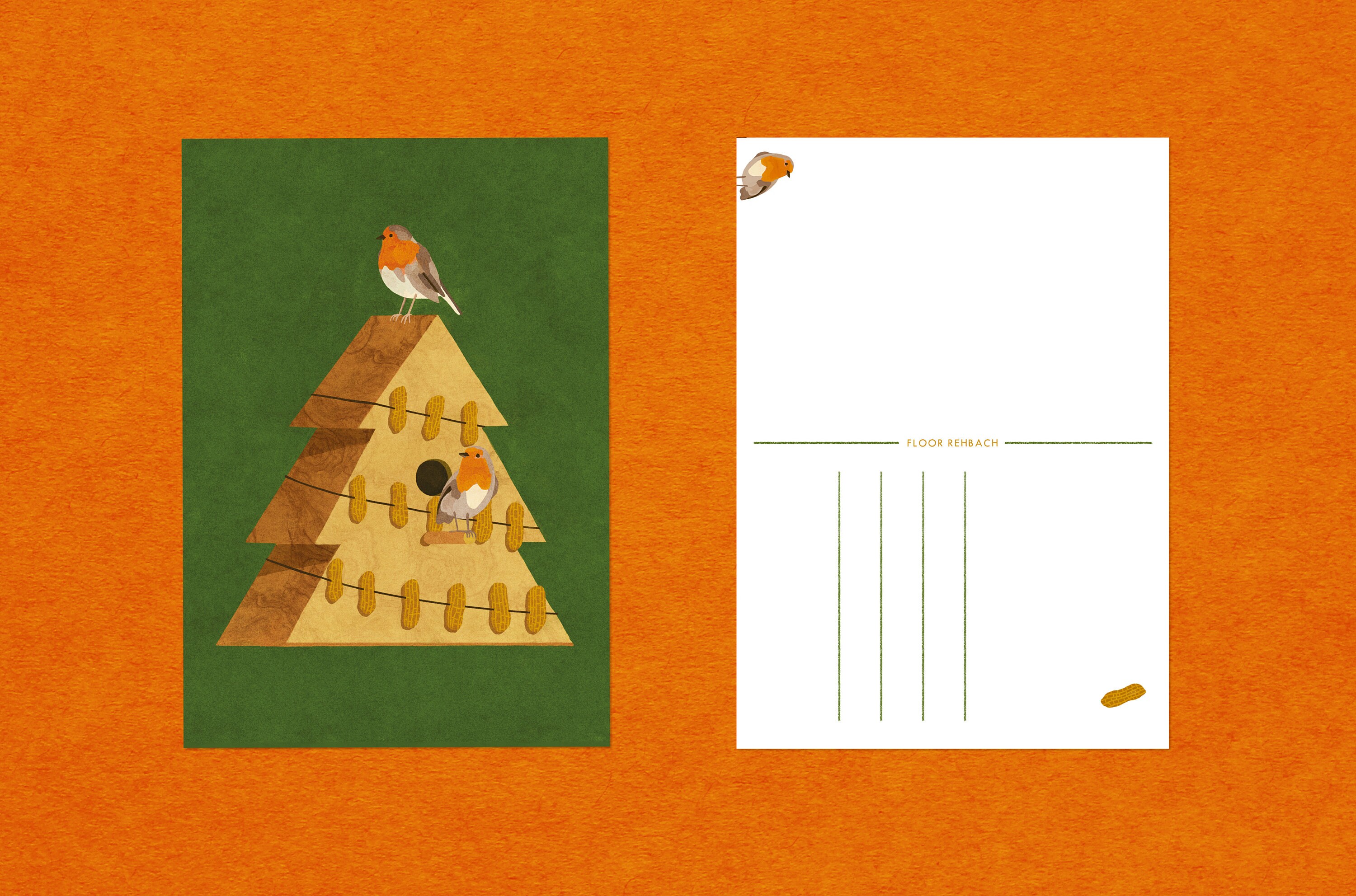 Second Ave Weihnachtskarte Mit Rotkehlchen – Festliches Design, 210x148 Mm, 350 G/m² Leinenkarton, Mit Umschlag