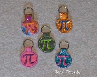 Pi Day key fob machine embroidery design