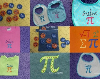 Set of 8 Pi Day embroidery designs