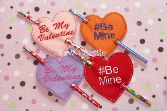 Valentines Be Mine Heart Holder Design ITH Sucker Holder Pencil Holder Digital File Embroidery Design