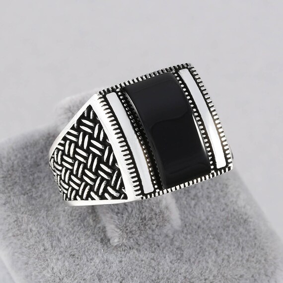 Items similar to 925 Sterling Silver Men's Statement Ring Black Onyx