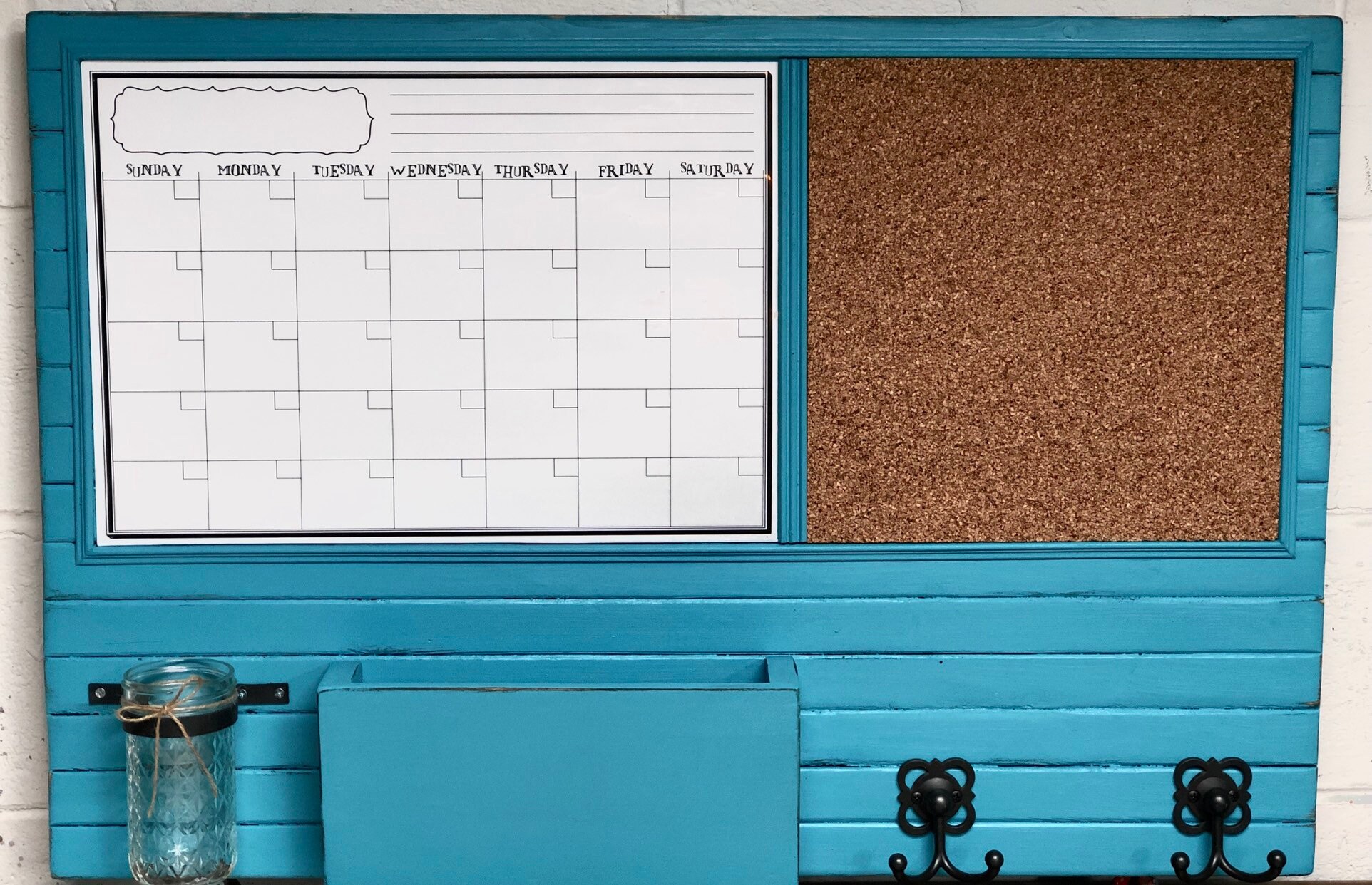 Large Dry Erase Calendar and Cork Board Command Center With Etsy Canada