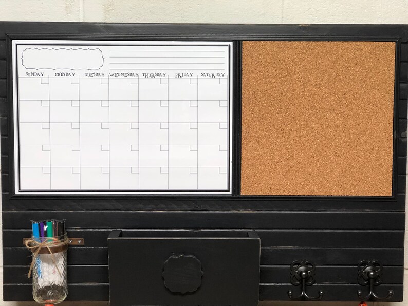 Large Dry Erase Calendar and Cork Board Command Center with Etsy