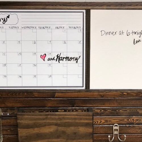 Calendar and Whiteboard or Chalkboard Wall Organizer With Etsy