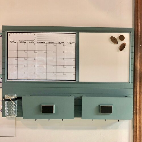 Wall Organizer With Calendar Whiteboard or Chalkboard Mail Etsy