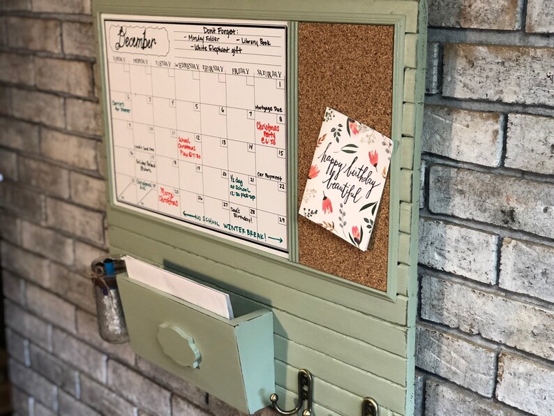 Family wall organizer calendar cork board mailbox mason etsy