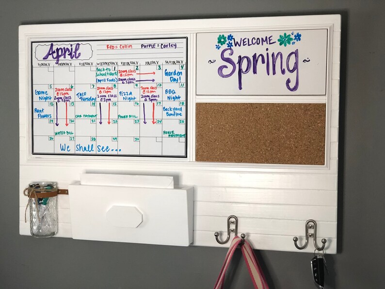 Large Dry Erase Calendar Dry Erase Message Board Cork Board Etsy