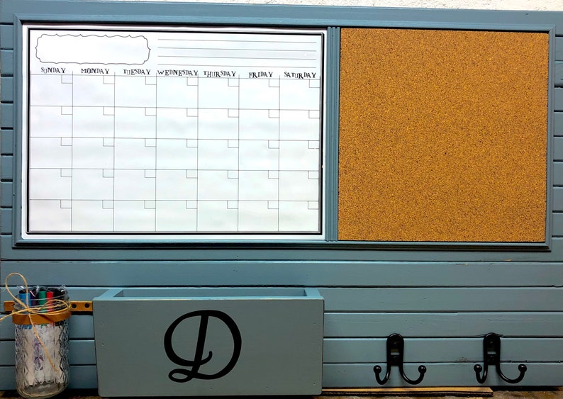 Large Dry Erase Calendar and Cork Board Command Center With Etsy Canada