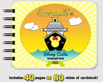 Disney Cruise Autograph Book - YELLOW Minnie Mouse - Vacation Book - 4.75" x 6" - includes 40 sheets (80 sides) of cardstock