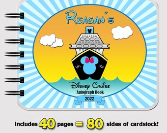 Disney Cruise Autograph Book - BLUE Minnie Mouse - Vacation Book - 4.75" x 6" - includes 40 sheets (80 sides) of cardstock