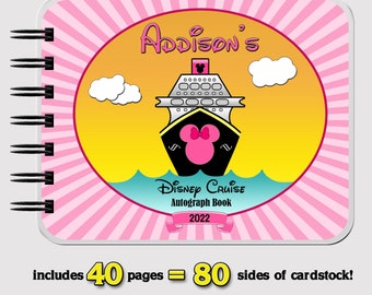 Disney Cruise Autograph Book - PINK Minnie Mouse - Vacation Book - 4.75" x 6" - includes 40 sheets (80 sides) of cardstock