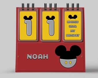 Birthday Countdown in Red and Gray Mickey Mouse with BONUS Disney Countdown included!