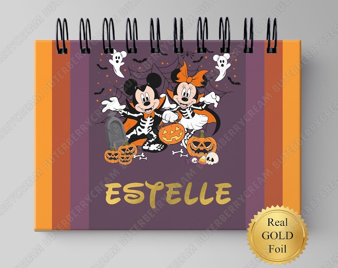 Featured listing image: Disney Professional Halloween Autograph and Photo Book, Name printed with GOLD FOIL, Hardcover Flip Book, Can Hold 4 x 6 Photos