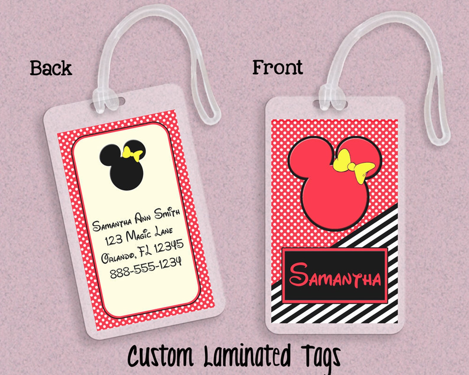 Custom Laminated Disney Vacation Bag Tags Luggage Tags RED Etsy