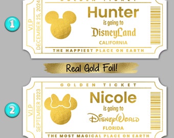 Gold Foil Disney Reveal Gift Surprise Ticket