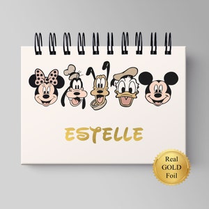 Libro de autógrafos Disney personalizado, nombre en lámina dorada, álbum de fotos de tapa dura