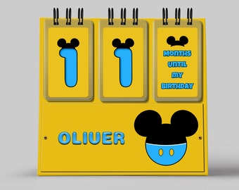 Birthday Countdown in Yellow and Blue Mickey with BONUS Disney Countdown included!