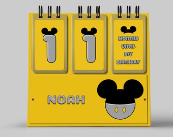 Birthday Countdown in Yellow and Gray Mickey Mouse with BONUS Disney Countdown included!
