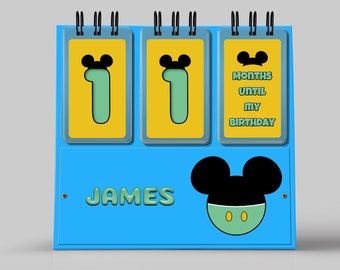 Birthday Countdown in Blue and Green Mickey Mouse with BONUS Disney Countdown included!