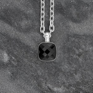 Men&#39;s Square Argyle Faceted Black Zircon Pendant Necklace For Men, Luxury Jewelry Pendant Necklace