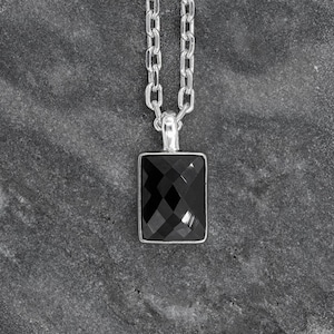 Men&#39;s Black Zircon with Argyle Faceted Pendant Necklace For Men, Luxury Jewelry Pendant Necklace