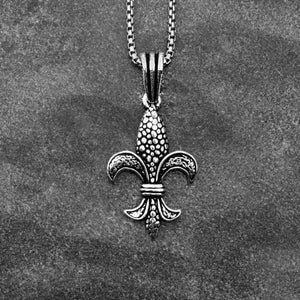 Regalo para él, collar de flor de lis de plata para hombre, joyería heráldica, joyería de París, collar francés, collar de flores, signo heráldico real para hombres
