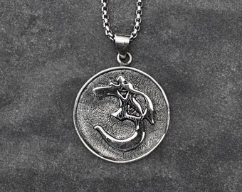 Ohm Necklace Mens Om Necklace, 925 Silver pendant necklace for Men, Aum Jewelry