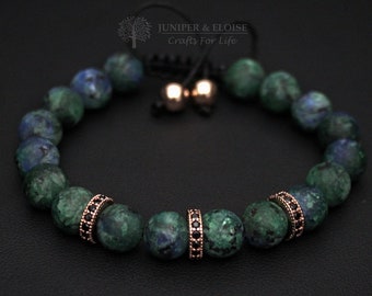 Mens Bracelet Jewelry For Men and Women, Matte Blue and Green Jade Beaded Bracelet, Náramok, ブレスレット , Armband, Karkötő