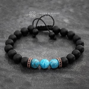 For Him  Blue Apatite Lantern Bracelet, Mens Bracelet, Adjustable Bracelet, Jewelry For Men and Women, Gemstone Bracelet
