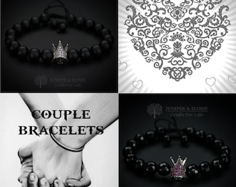 Couples Bracelet, Crown Bracelet, Wedding gifts for couples, Couples Gift, Anniversary gift, For King and Queen