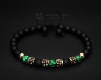Mens Jewelry Mens Onyx Gemstone Bracelet, Náramok, ブレスレット, Armband, Karkötő, Green Bracelet Gifts For Him