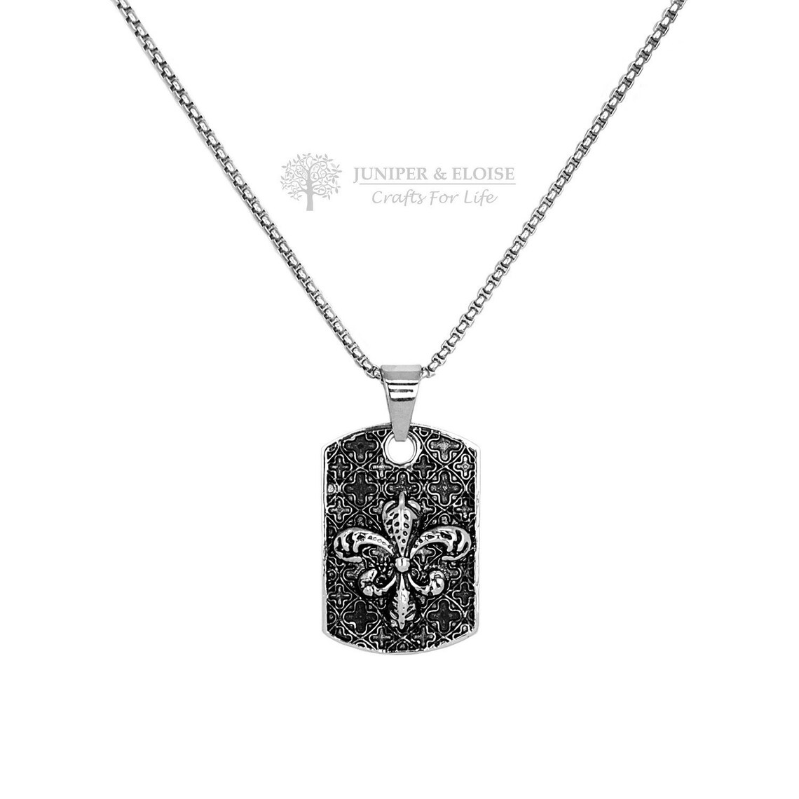 Gift for Him Mens Necklace Fleur De Lis Jewelry for Men Tag Etsy