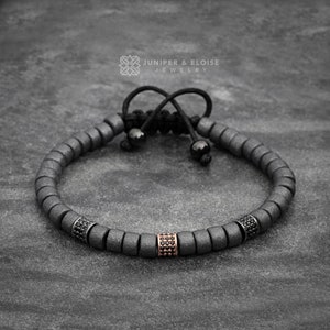 Men&#39;s Bracelet, Women&#39;s Jewelry, Armband, Ceramic Beaded Bracelet, Cz Diamond Artisan Bracelet, raw stone Gifts For Him
