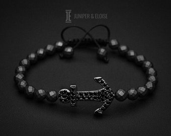 Anchor Hematite Bracelet, Anchor bracelet For Men, Nautical Anchor Jewellery Gift Gifts For Him