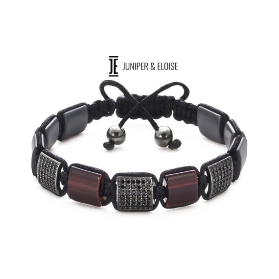 Bracciale Da Uomo Modello Lupo Solitario Con Perle Di Ematite Braccialetti