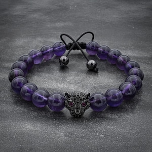 Womens Gemstone Bracelet Gift, Jaguar Bracelet, Jewelry For Women, Mothers Day Gift, Beaded Bracelet
